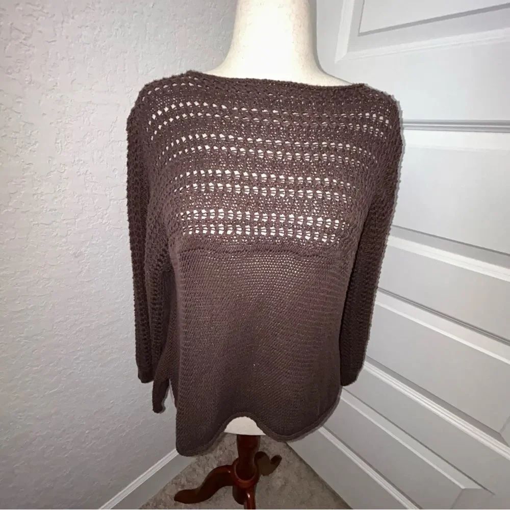 Wooden Ships Paola Buendia Woven Bell 3/4 Length Sleeve Pull Over Sweater